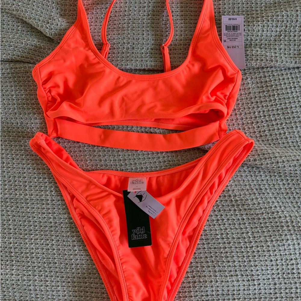 Target Wild Fable Neon Orange Scoop Bikini Set